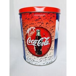 Tin Coca Cola Coke Christmas Canister Lid Polar Bears Happy Holidays Collectors